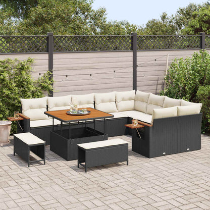 Set Divano da Giardino 12 pcs Nero polyrattan | homemem39