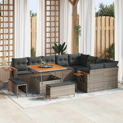 Set Divano da Giardino 12 pcs Grigio polyrattan | homemem39