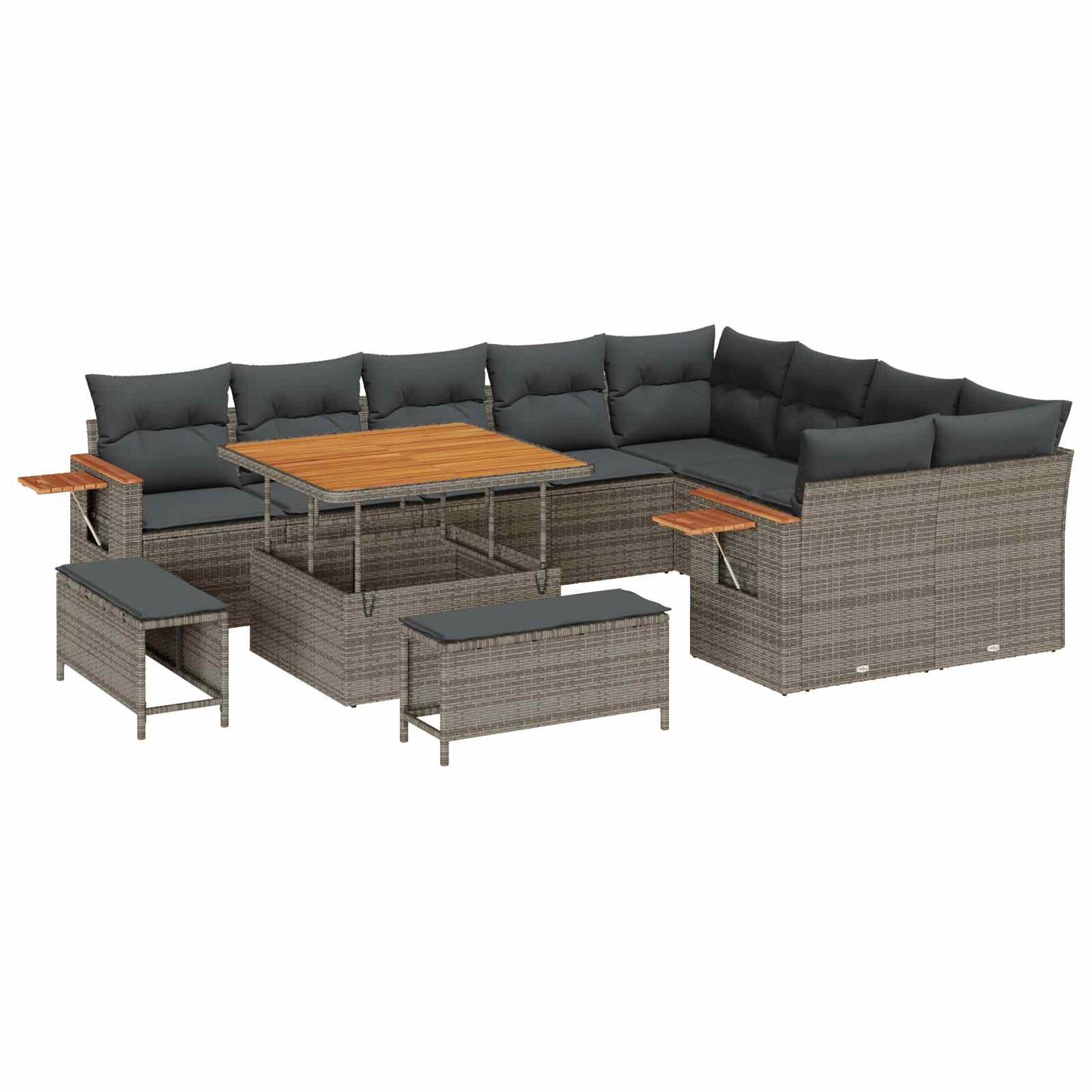 Set Divano da Giardino 12 pcs Grigio polyrattan | homemem39