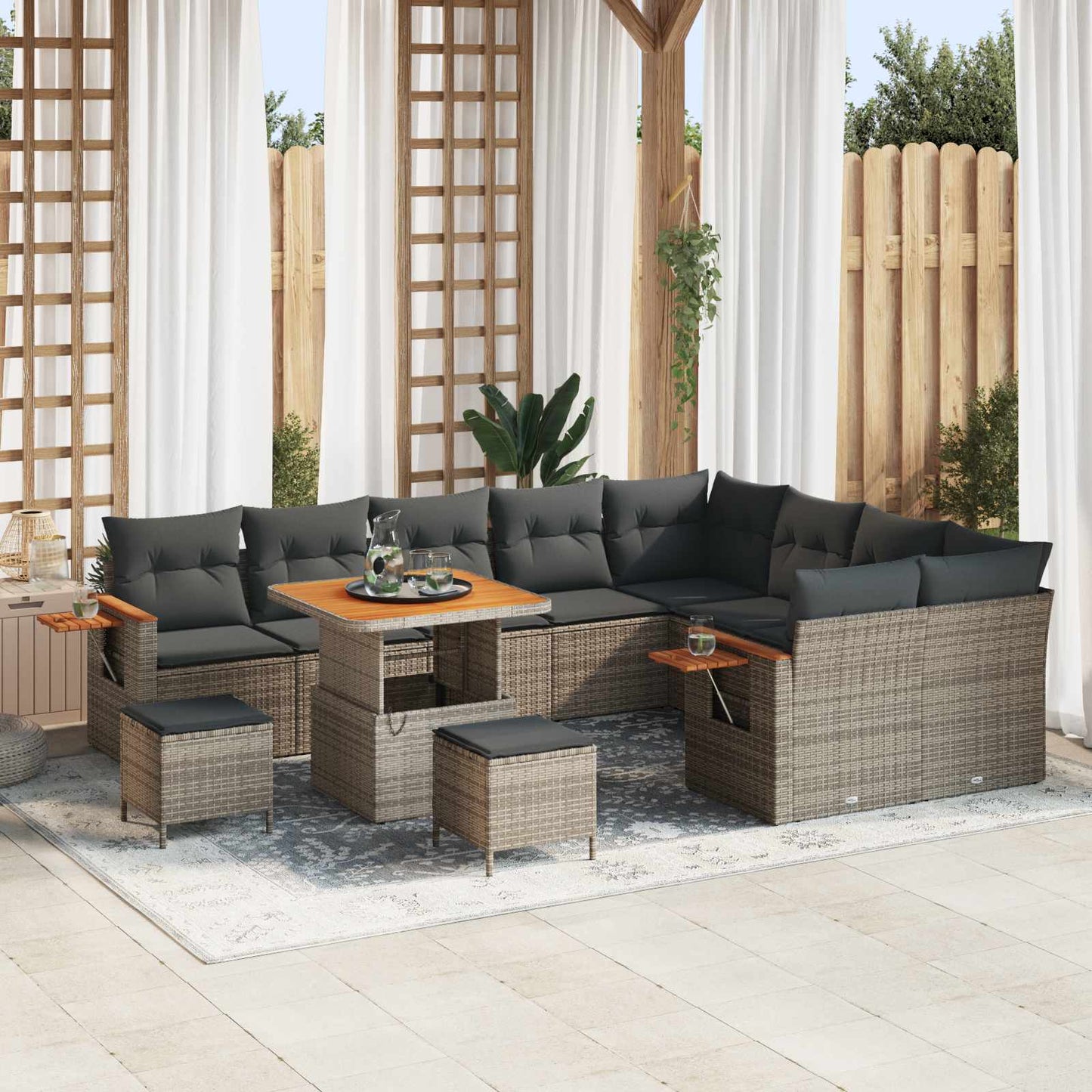 Set Divano da Giardino 12 pcs Grigio polyrattan | homemem39