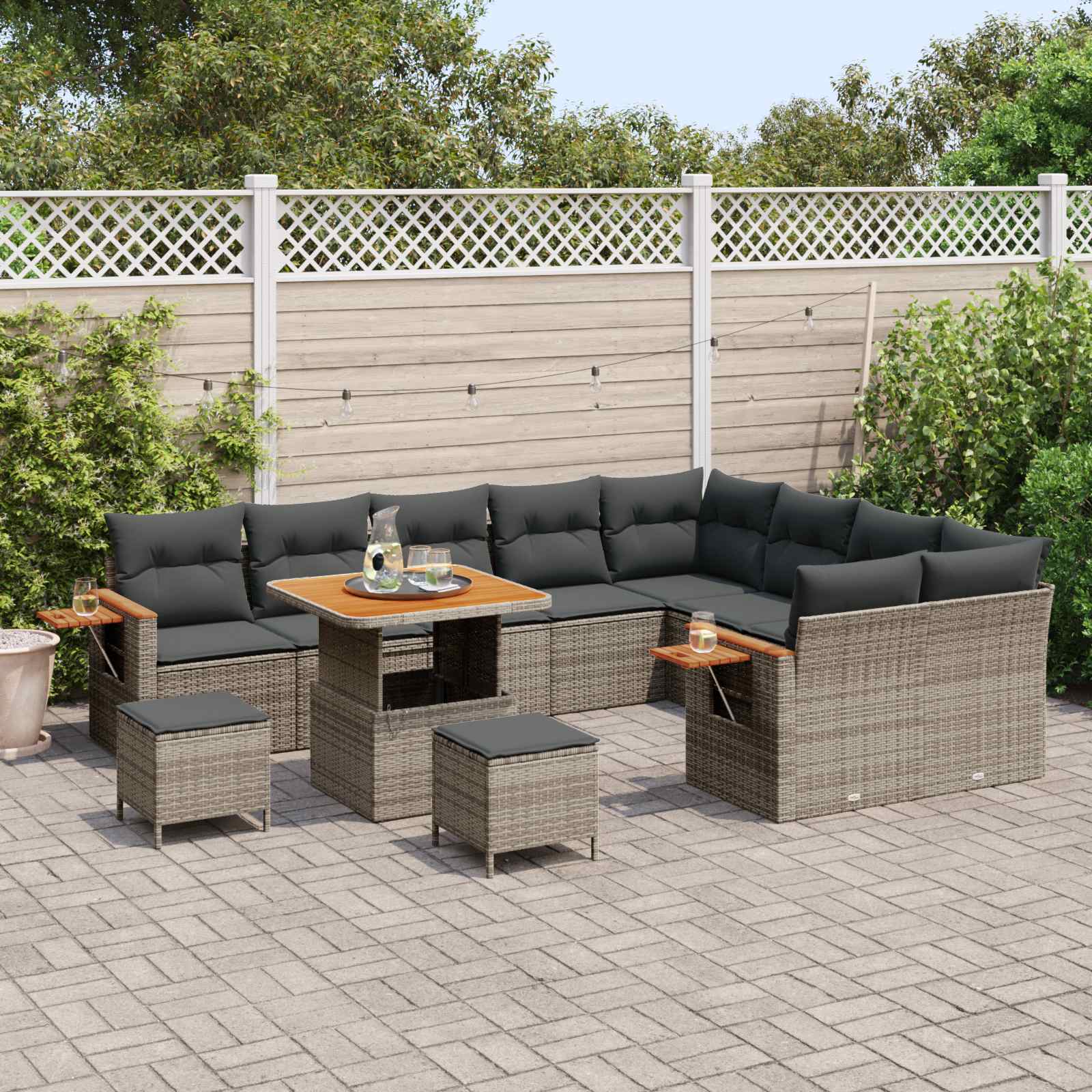 Set Divano da Giardino 12 pcs Grigio polyrattan | homemem39