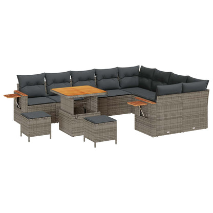 Set Divano da Giardino 12 pcs Grigio polyrattan | homemem39