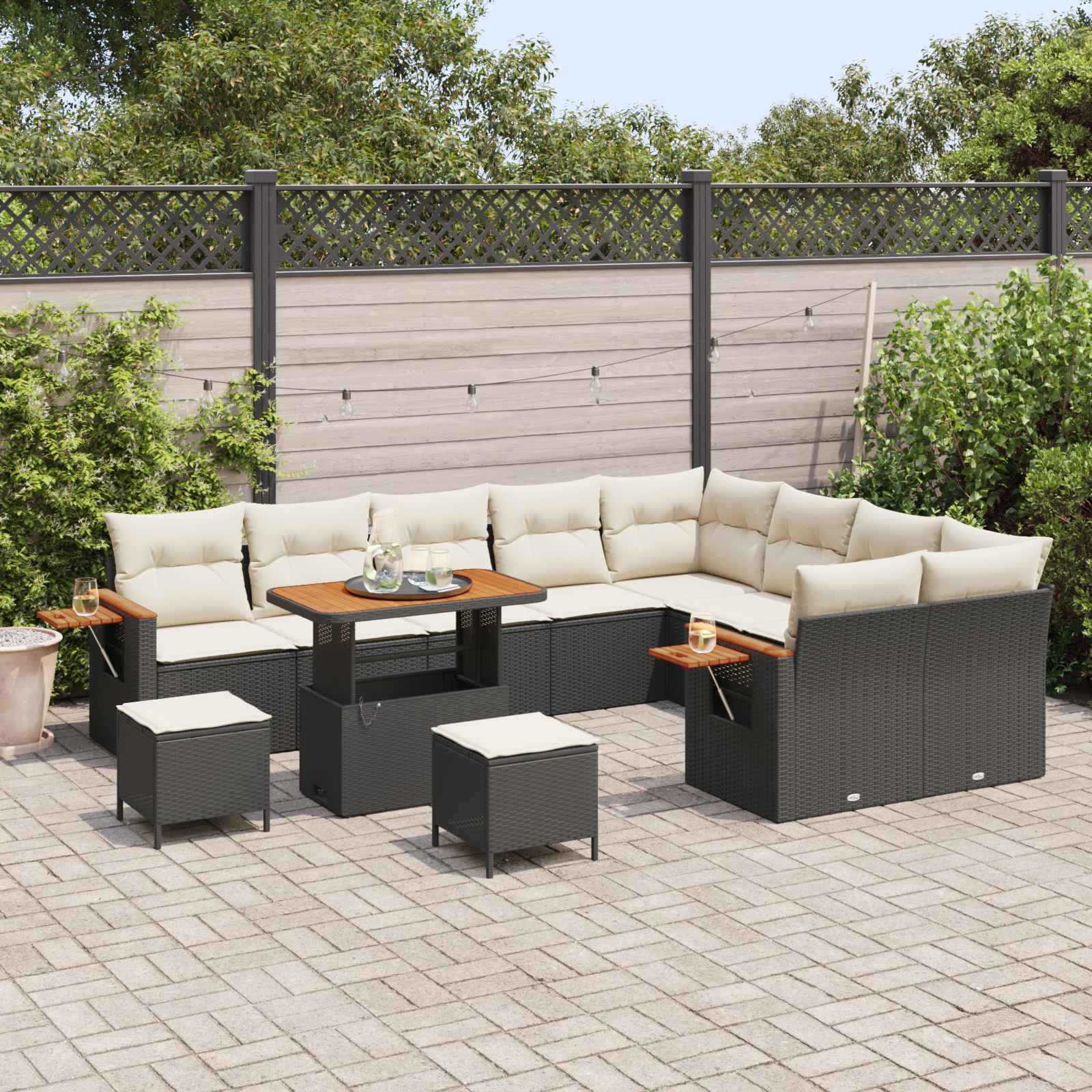 Set Divano da Giardino 12 pcs Nero polyrattan | homemem39