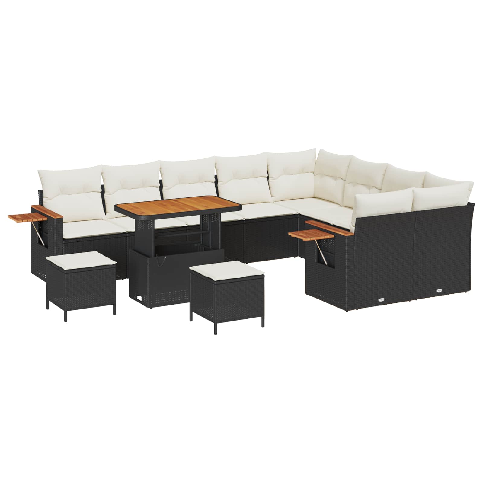 Set Divano da Giardino 12 pcs Nero polyrattan | homemem39