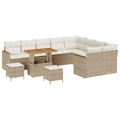 Set Divano da Giardino con cuscino 12 pcs Beige Poly Rattan - homemem39