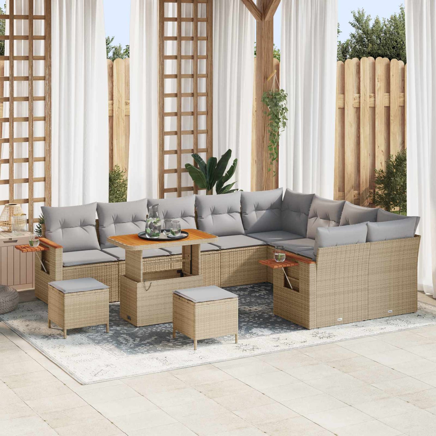 Set Divano da Giardino 12 pcs Beige polyrattan | homemem39