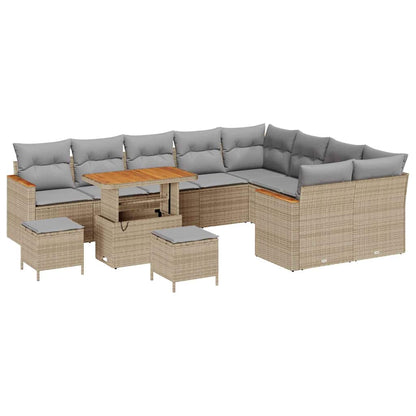 Set Divano da Giardino con cuscino 12 pcs Beige Poly Rattan - homemem39