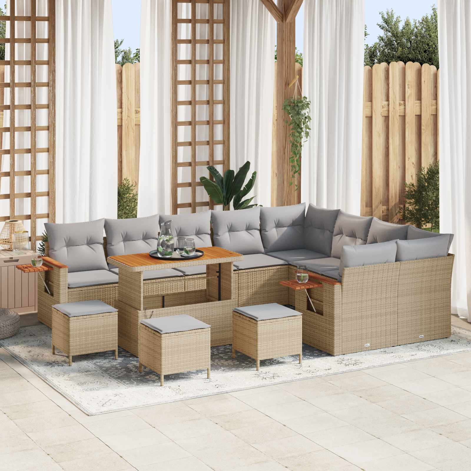 Set Divano da Giardino 13 pcs Beige polyrattan | homemem39