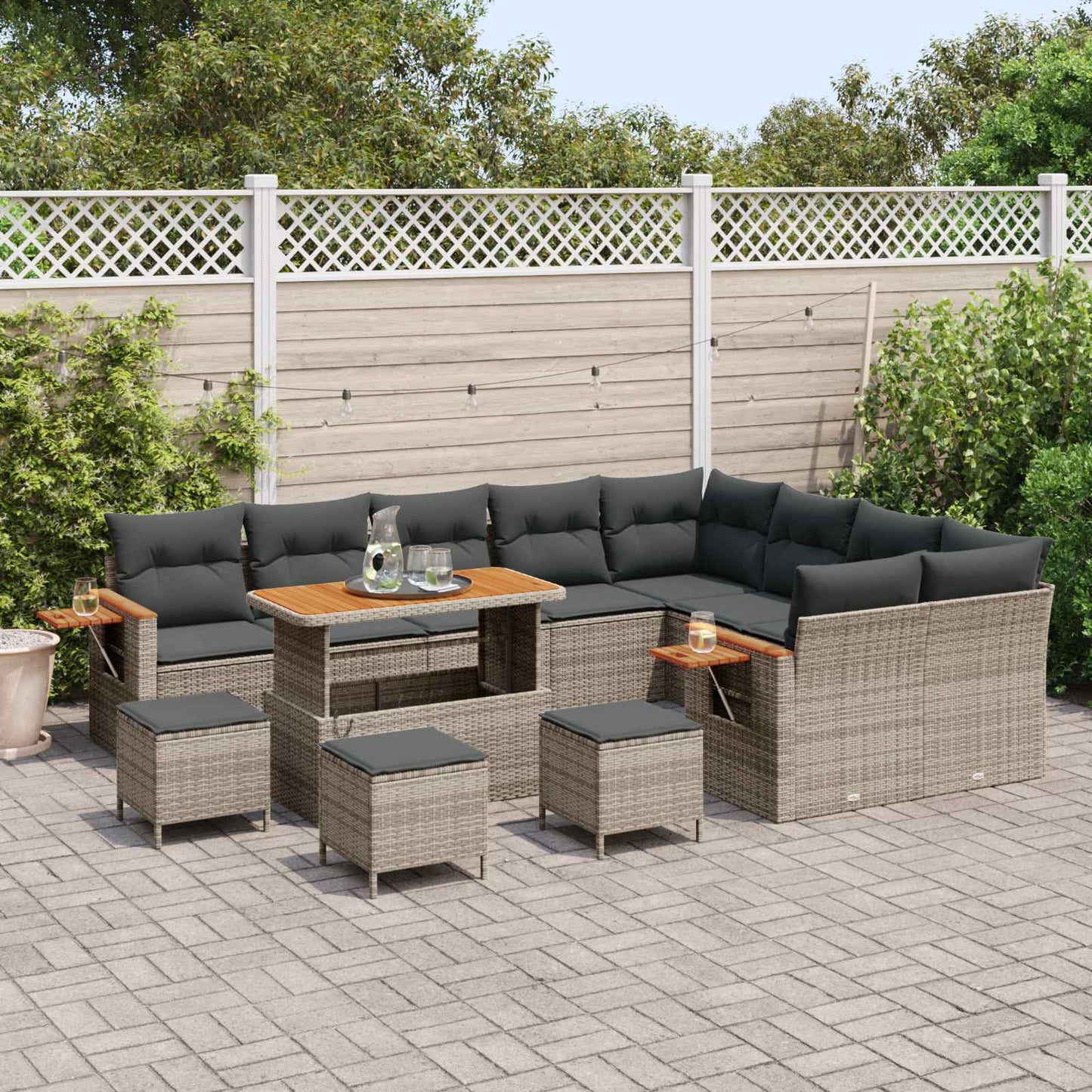 Set Divano da Giardino 13 pcs Grigio polyrattan | homemem39