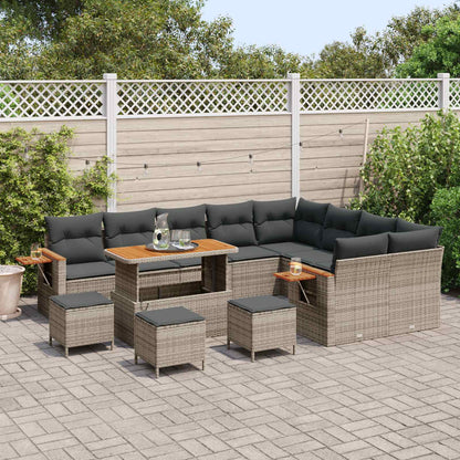 Set Divano da Giardino 13 pcs Grigio polyrattan | homemem39