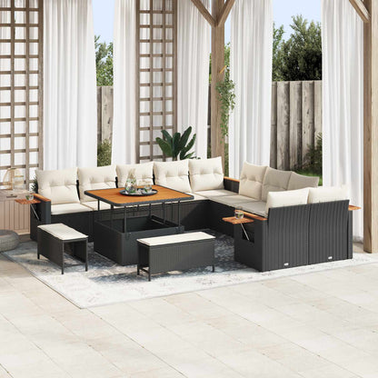 Set Divano da Giardino 13 pcs Nero polyrattan | homemem39