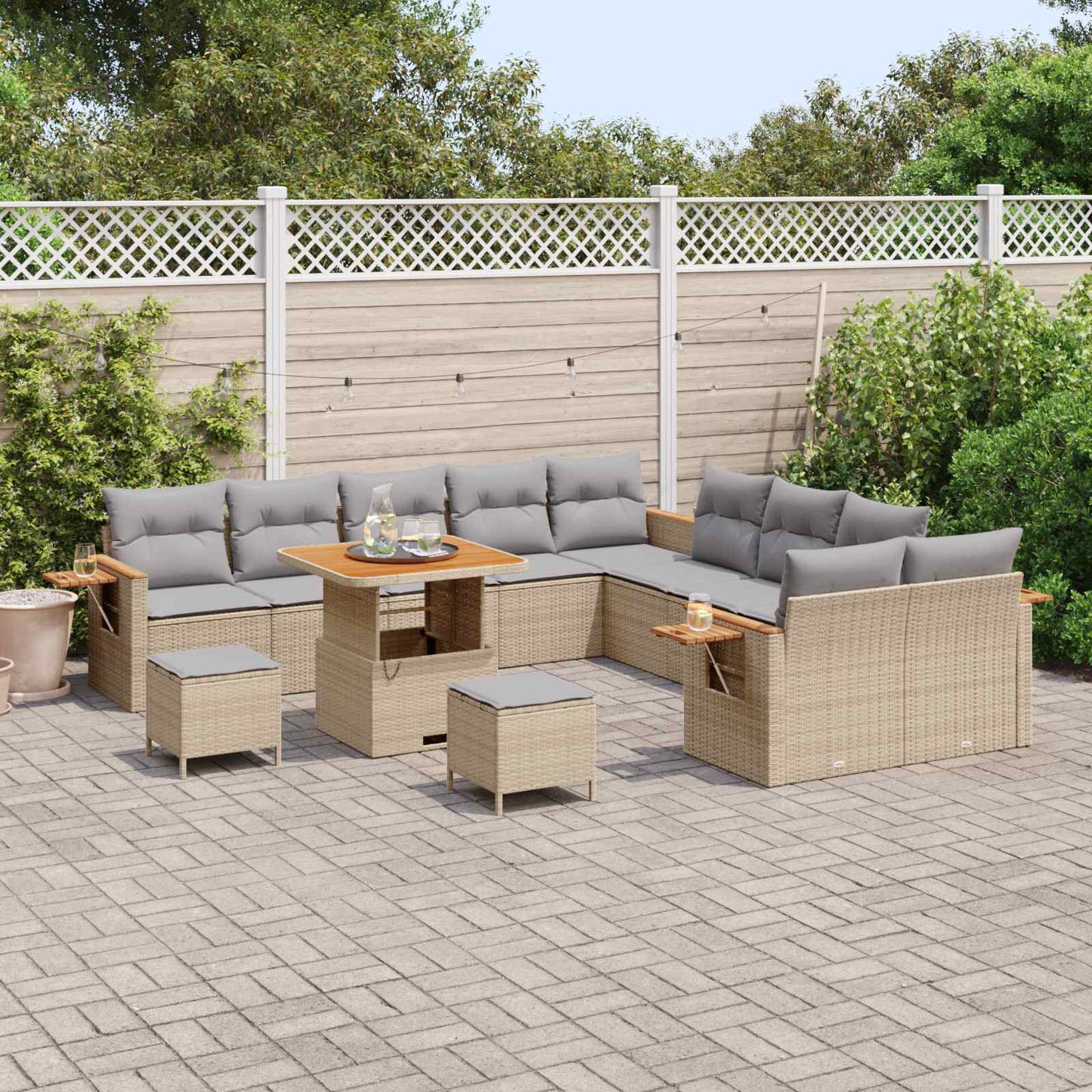 Set Divano da Giardino 13 pcs Beige polyrattan | homemem39