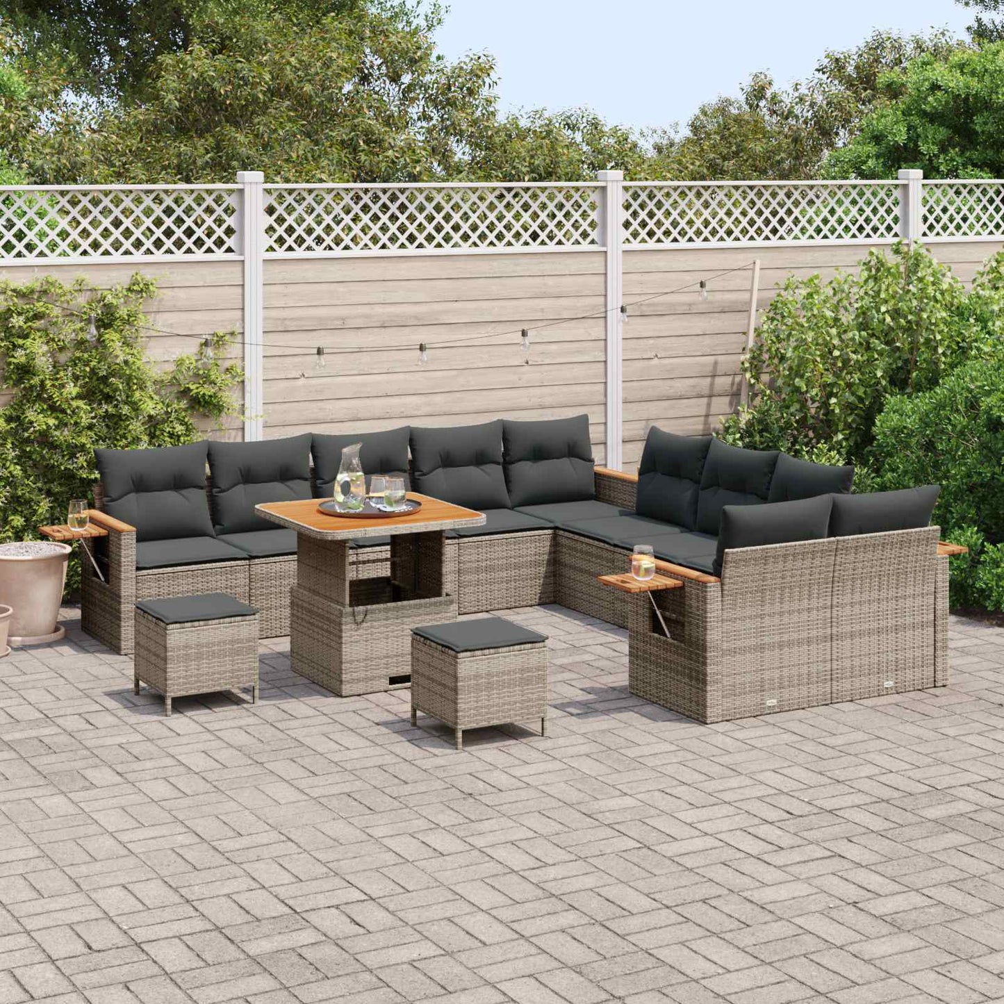 Set Divano da Giardino 13 pcs Grigio polyrattan | homemem39