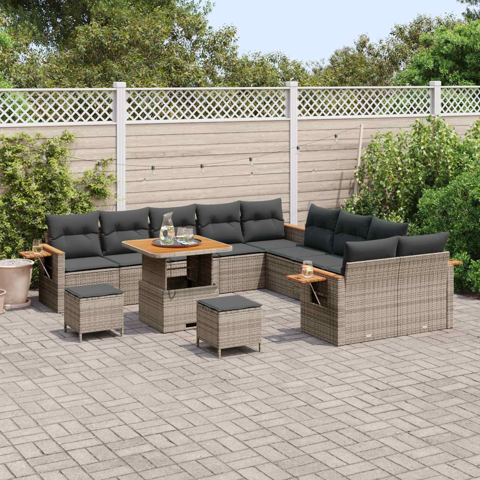 Set Divano da Giardino 13 pcs Grigio polyrattan | homemem39