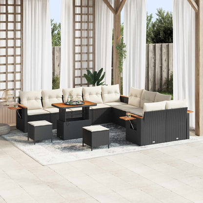 Set Divano da Giardino 13 pcs Nero polyrattan | homemem39