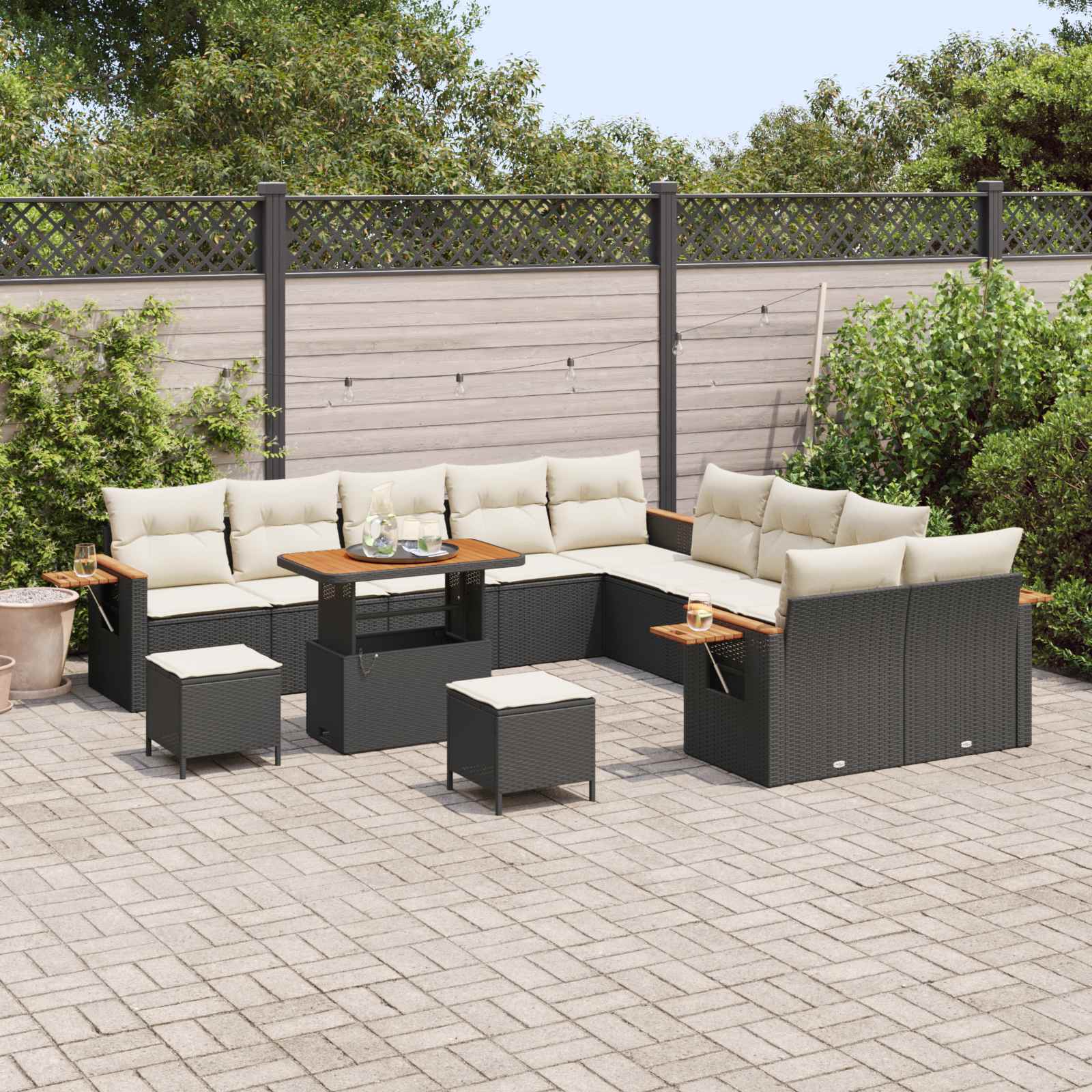 Set Divano da Giardino 13 pcs Nero polyrattan | homemem39