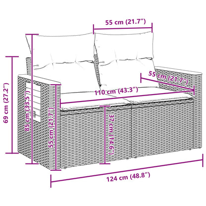 Set Divano da Giardino 14 pcs Nero polyrattan