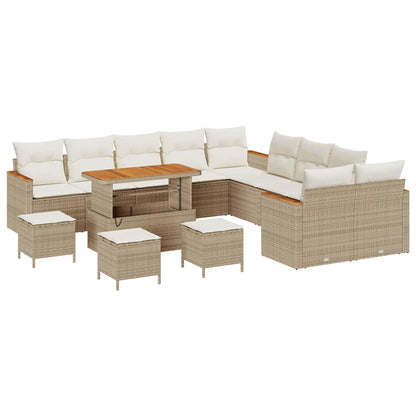 Set Divano da Giardino con cuscino 14 pcs Beige Poly Rattan - homemem39