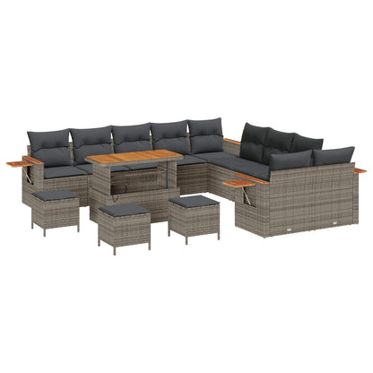 Set Divano da Giardino 14 pcs Grigio polyrattan | homemem39