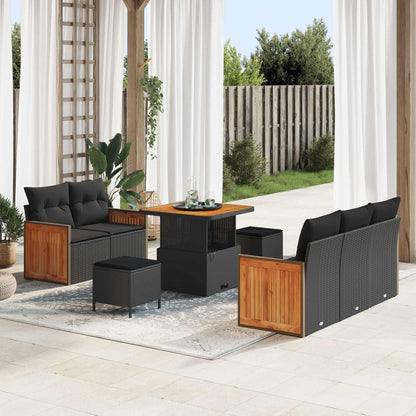 Set Divano da Giardino con cuscino 8 pcs Nero | homemem39