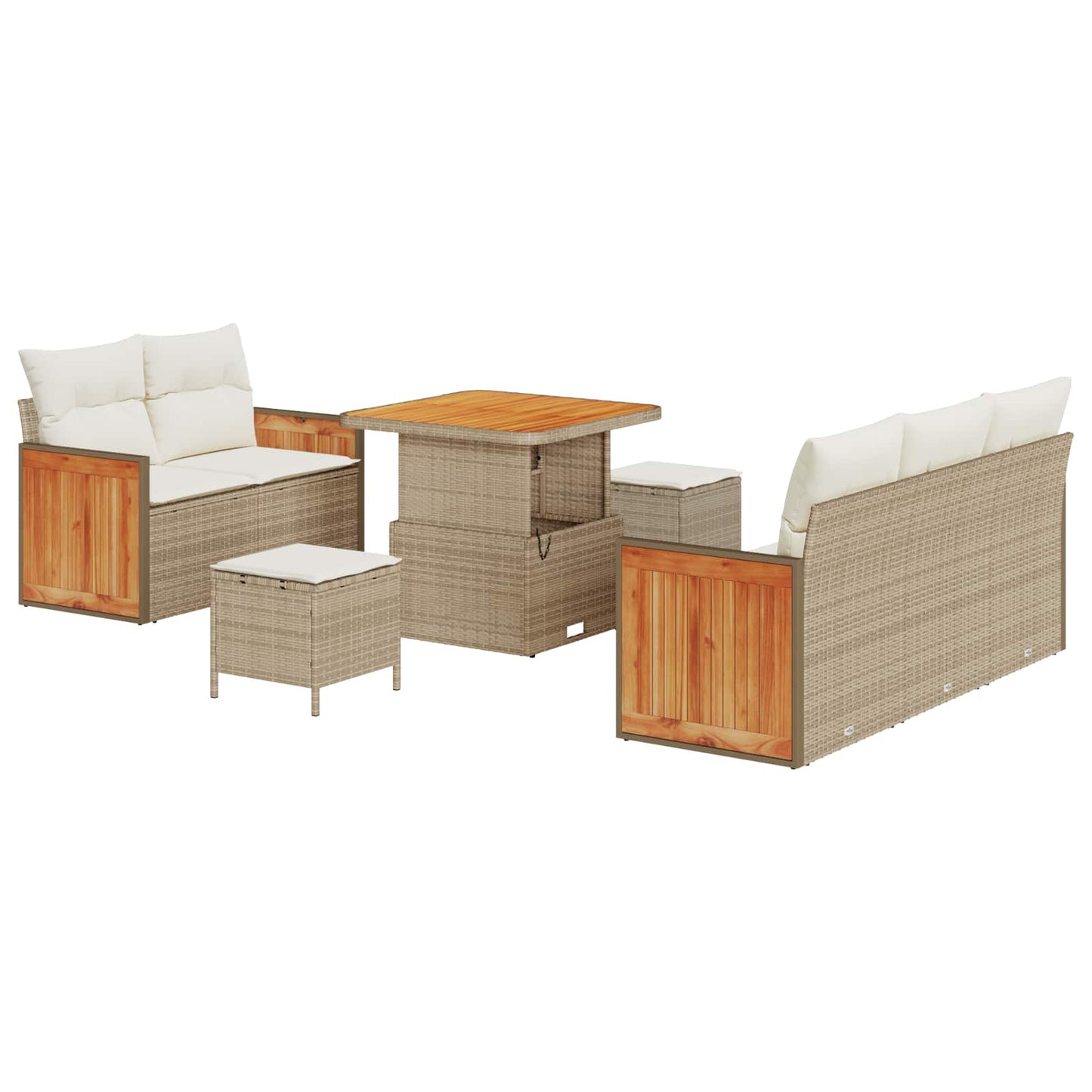 Set Divano da Giardino 8 pz 8-Numero di posti Beige e Crema | homemem39