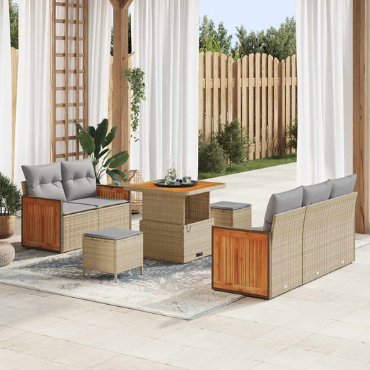Set Divano da Giardino con cuscino 8 pcs Beige e Grigio Chiaro