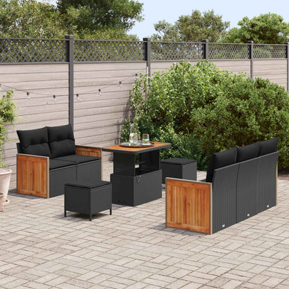 Set Divano da Giardino con cuscino 8 pcs Nero | homemem39