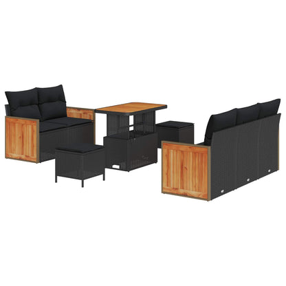 Set Divano da Giardino con cuscino 8 pcs Nero | homemem39