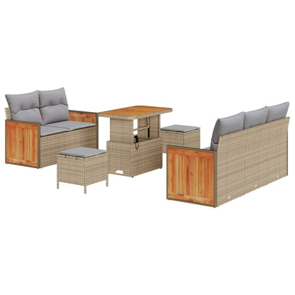 Set Divano da Giardino con cuscino 8 pcs Beige e Grigio Chiaro | homemem39