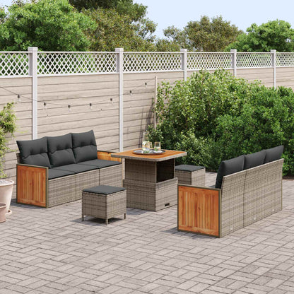 Set Divano da Giardino con cuscino 9 pcs Grigio | homemem39