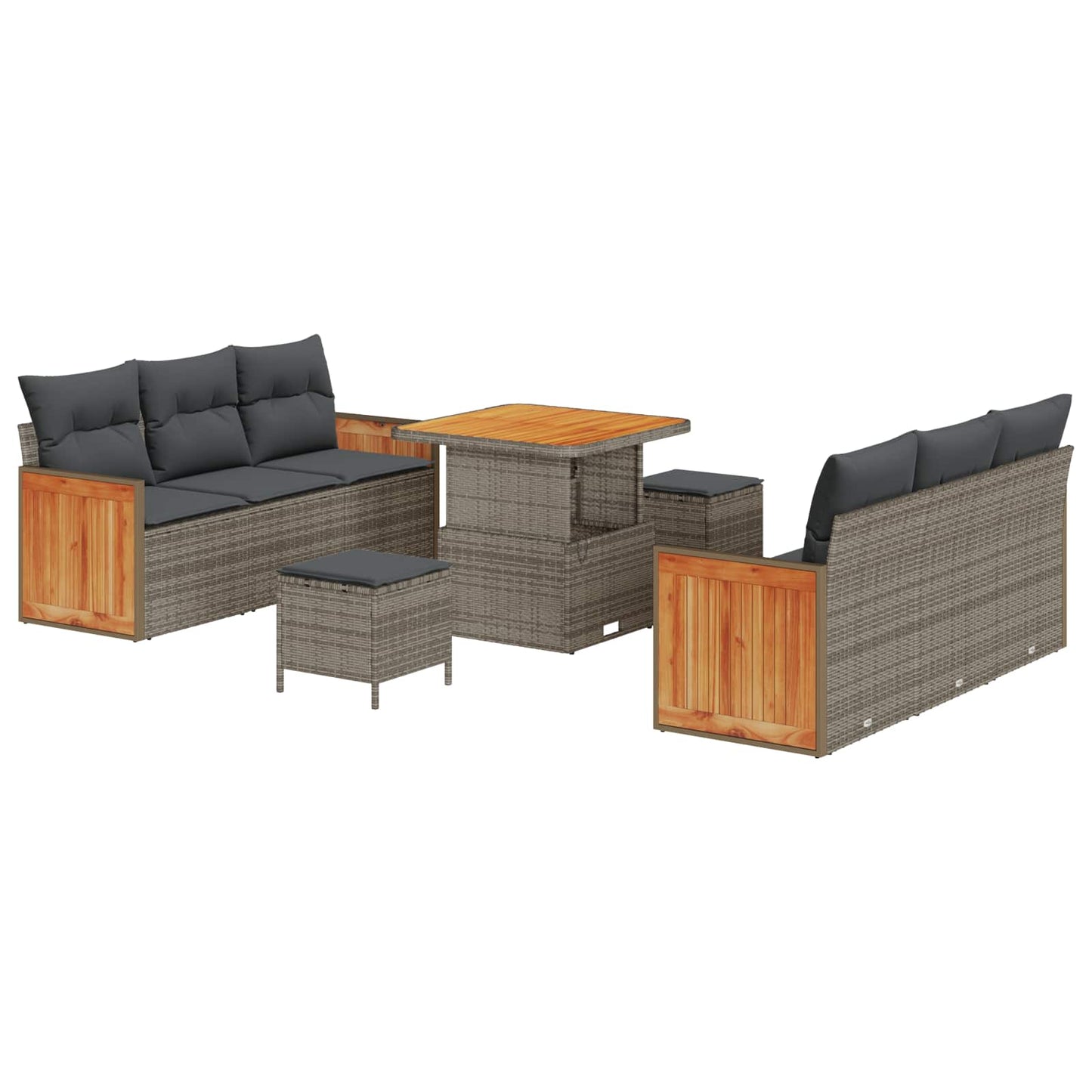 Set Divano da Giardino con cuscino 9 pcs Grigio | homemem39
