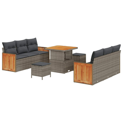 Set Divano da Giardino con cuscino 9 pcs Grigio | homemem39