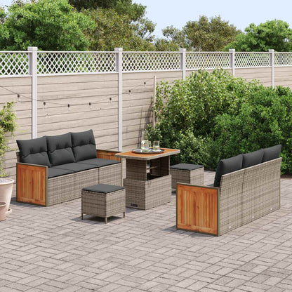 Set Divano da Giardino con cuscino 9 pcs Grigio | homemem39