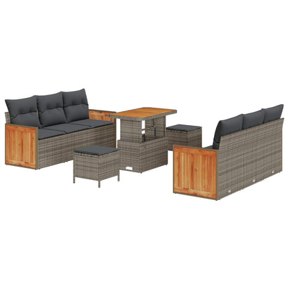 Set Divano da Giardino con cuscino 9 pcs Grigio | homemem39