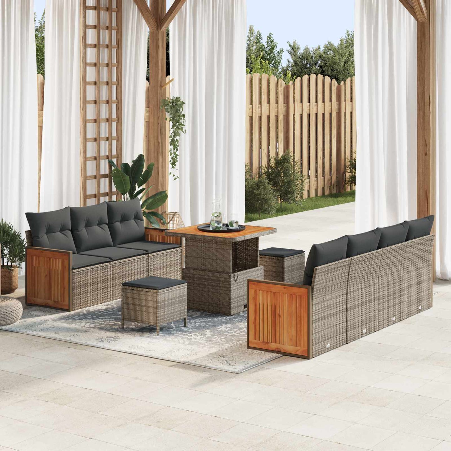 Set Divano da Giardino con cuscino 10 pcs Grigio | homemem39