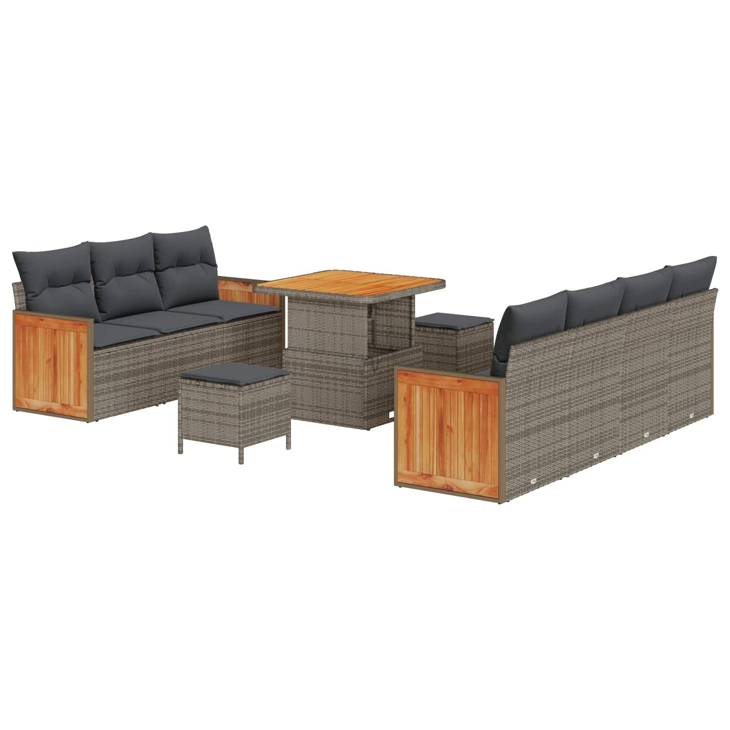 Set Divano da Giardino con cuscino 10 pcs Grigio | homemem39