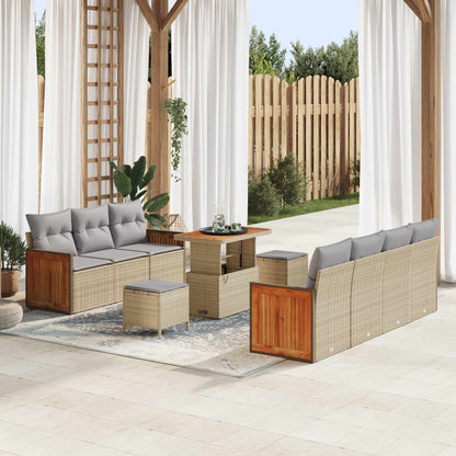 Set Divano da Giardino con cuscino 10 pcs Beige e Grigio Chiaro | homemem39