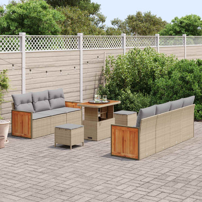 Set Divano da Giardino con cuscino 10 pcs Beige e Grigio Chiaro | homemem39