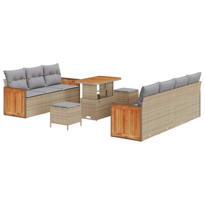 Set Divano da Giardino con cuscino 10 pcs Beige e Grigio Chiaro | homemem39