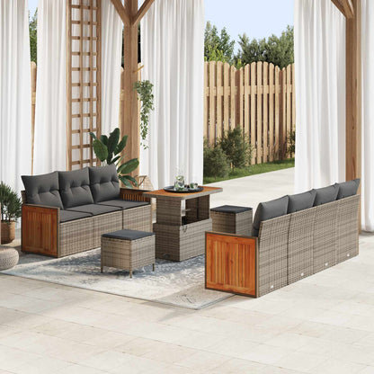 Set Divano da Giardino con cuscino 10 pcs Grigio | homemem39