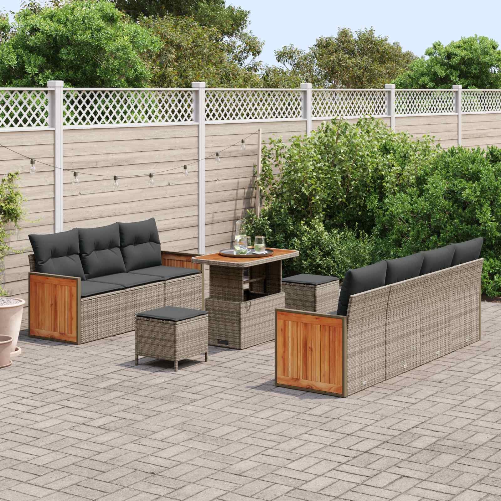 Set Divano da Giardino con cuscino 10 pcs Grigio | homemem39