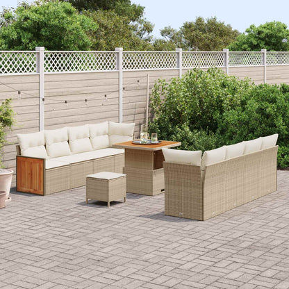 Set Divano da Giardino con cuscino 11 pcs Beige e Crema | homemem39