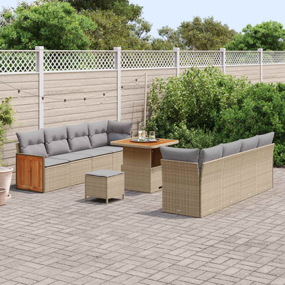 Set Divano da Giardino con cuscino 11 pcs Beige e Grigio Chiaro | homemem39