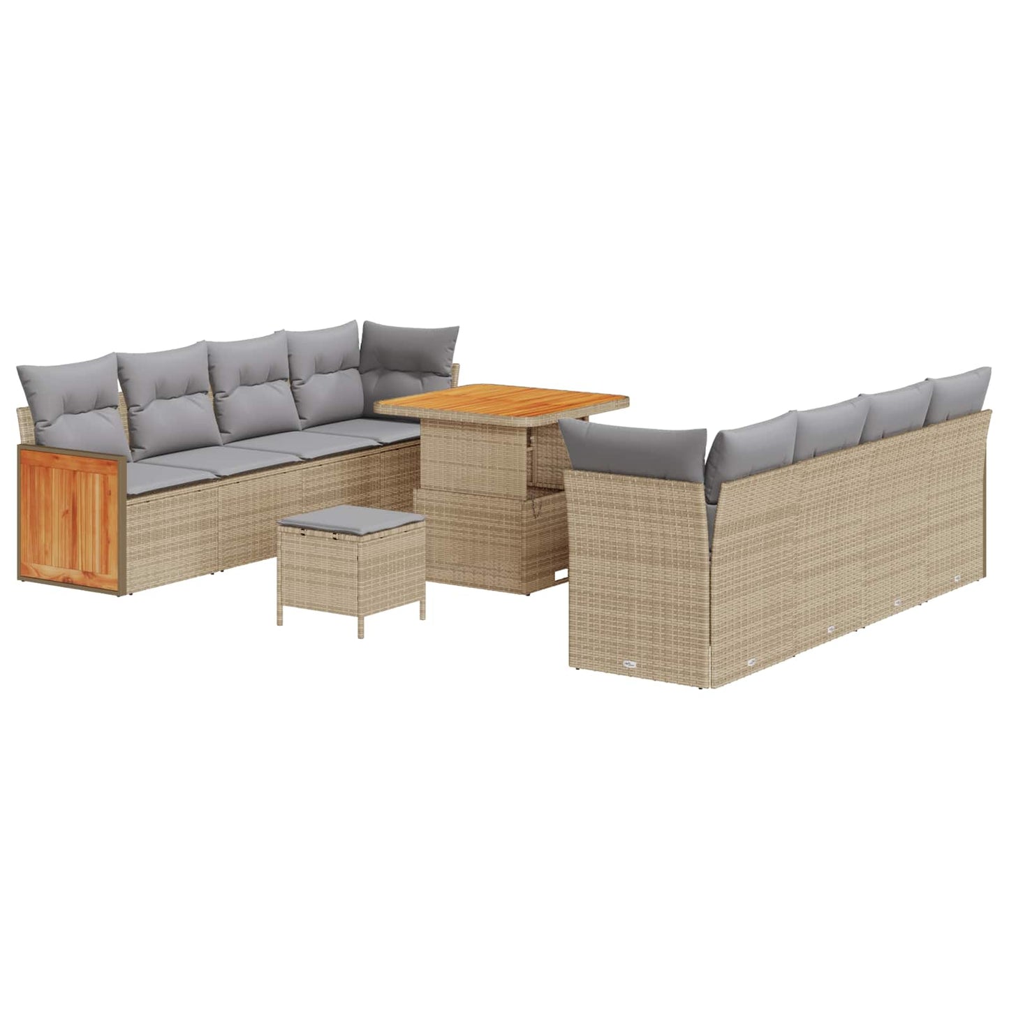 Set Divano da Giardino con cuscino 11 pcs Beige e Grigio Chiaro | homemem39