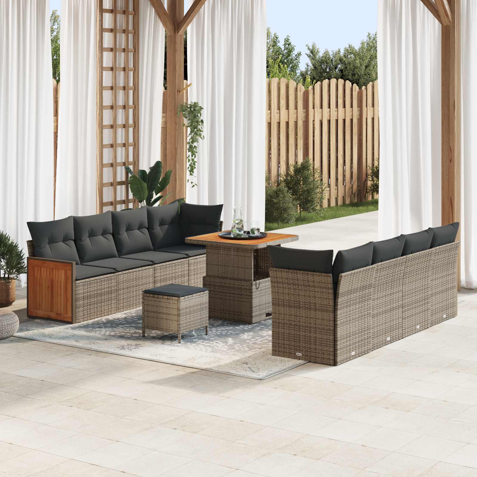 Set Divano da Giardino con cuscino 11 pcs Grigio | homemem39