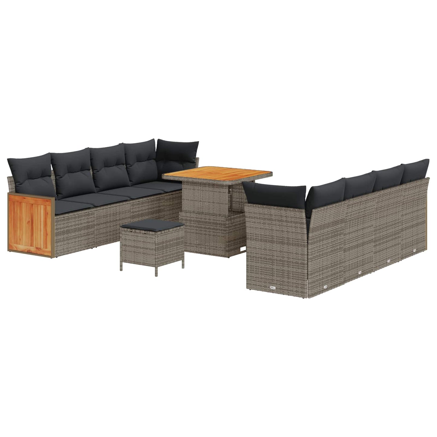 Set Divano da Giardino con cuscino 11 pcs Grigio | homemem39
