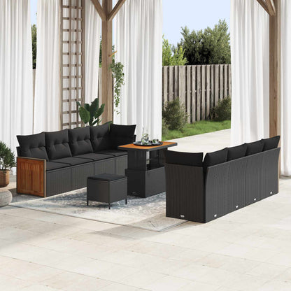 Set Divano da Giardino con cuscino 11 pcs Nero | homemem39