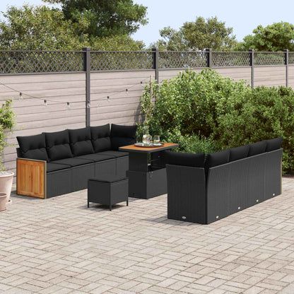 Set Divano da Giardino con cuscino 11 pcs Nero | homemem39