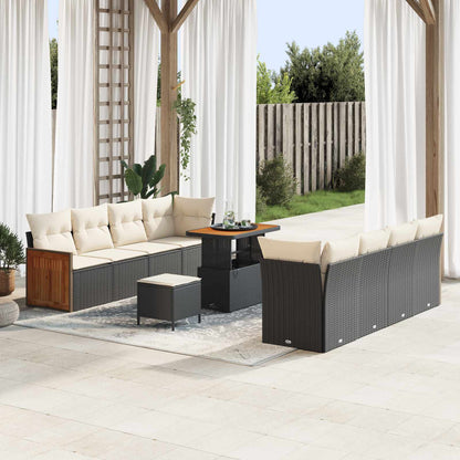 Set Divano da Giardino con cuscino 11 pcs Nero e Crema | homemem39