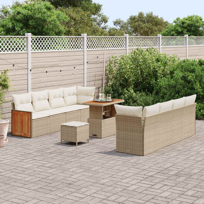 Set Divano da Giardino con cuscino 11 pcs Beige e Crema | homemem39
